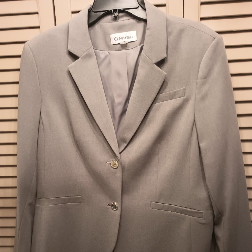 Calvin Klein Light Gray Suit Jacket and Dress Pants.
